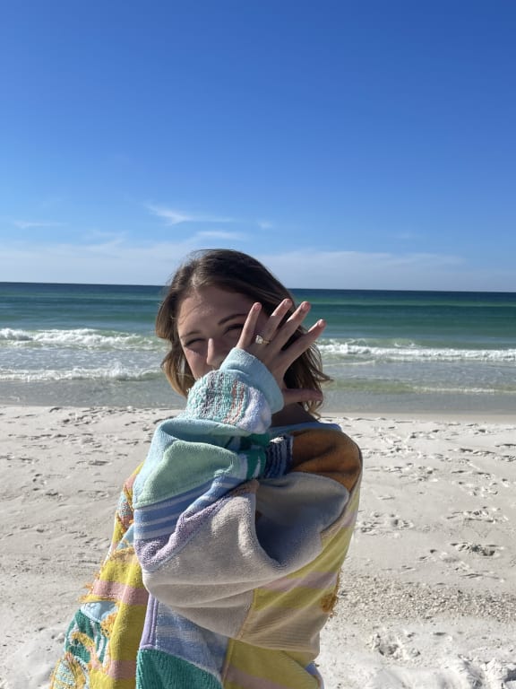 Oval diamond ring on hand