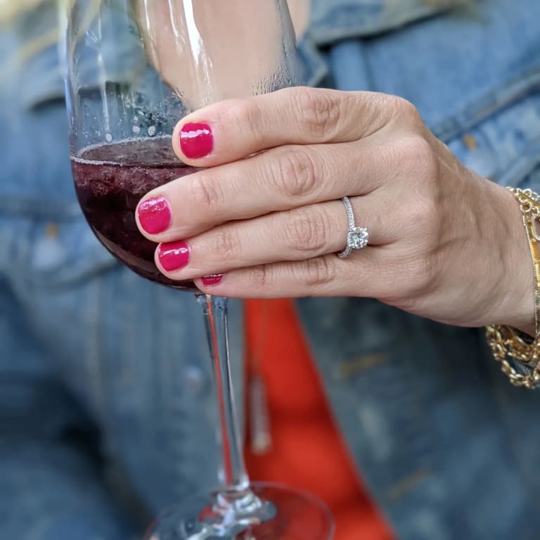 Oval diamond ring on hand