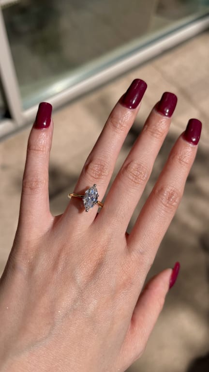 Oval diamond ring on hand
