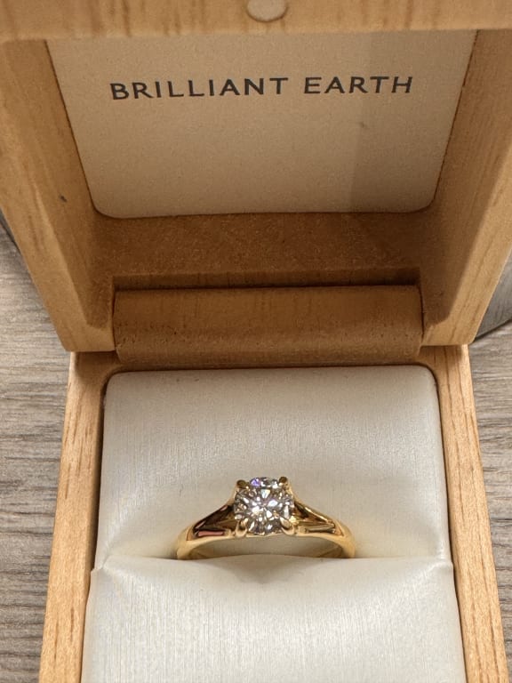 Oval diamond ring on hand