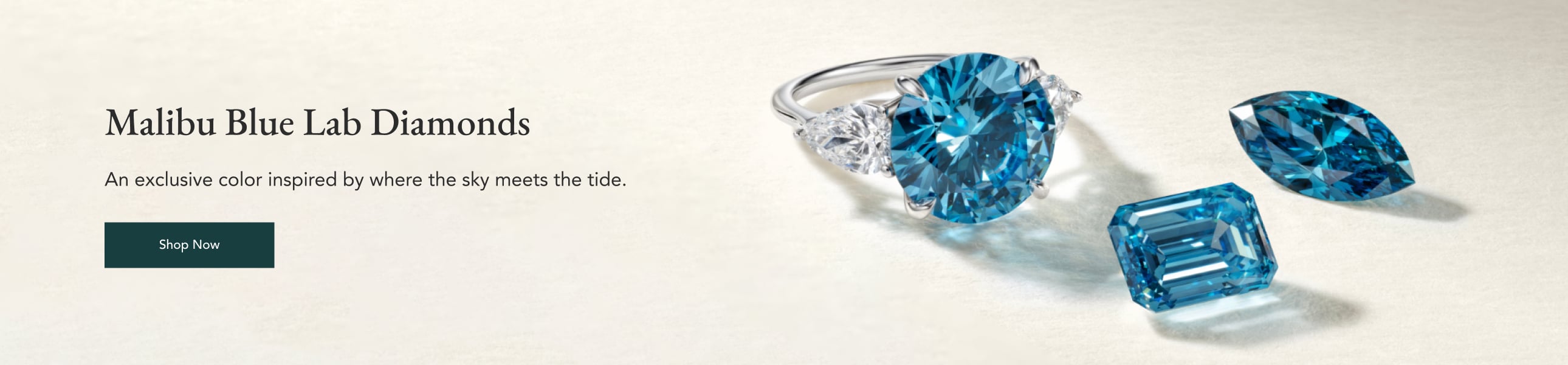 Loose Malibu Blue lab diamonds and Malibu Blue lab diamond engagement ring.