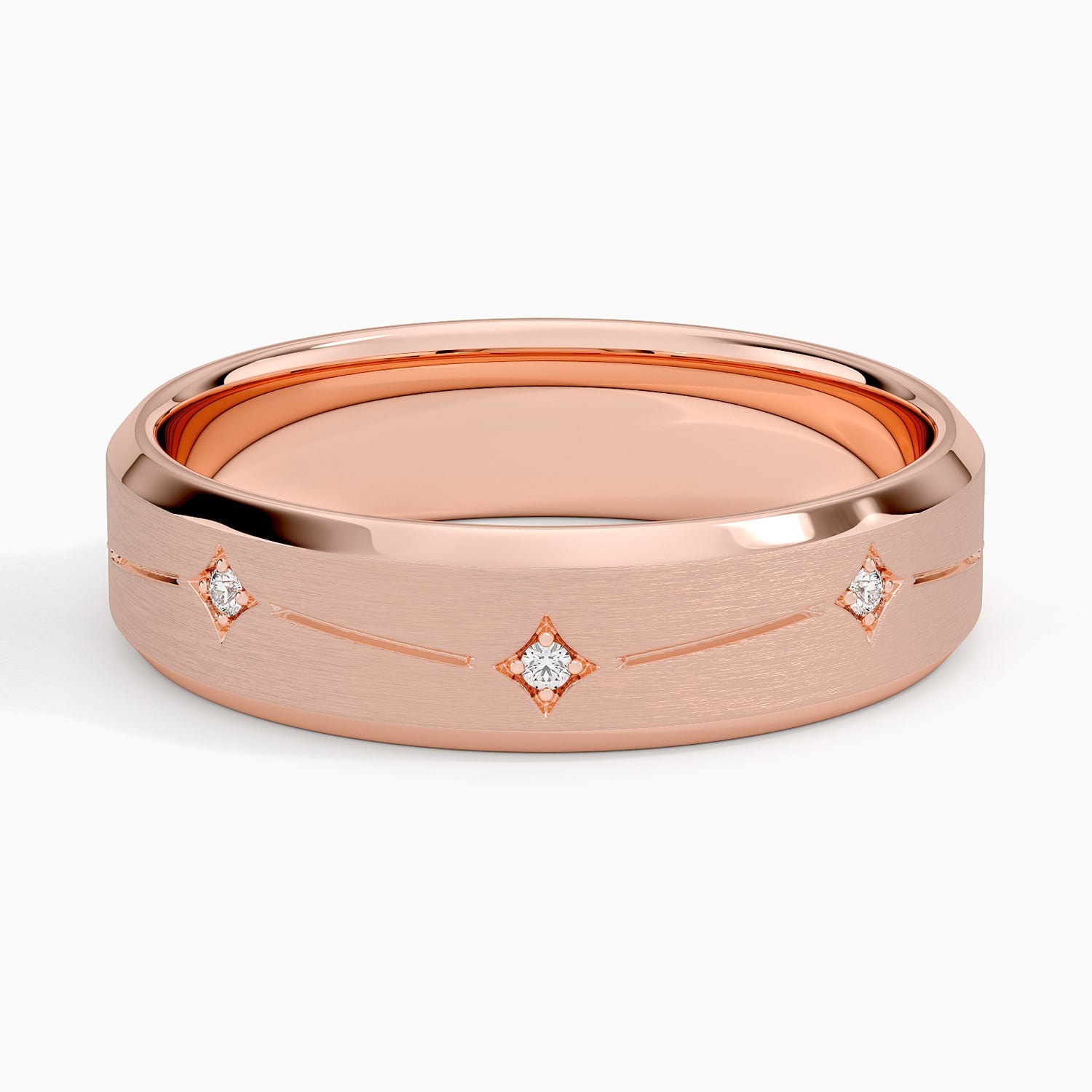 Rose gold diamond engagement ring with surprise diamond details