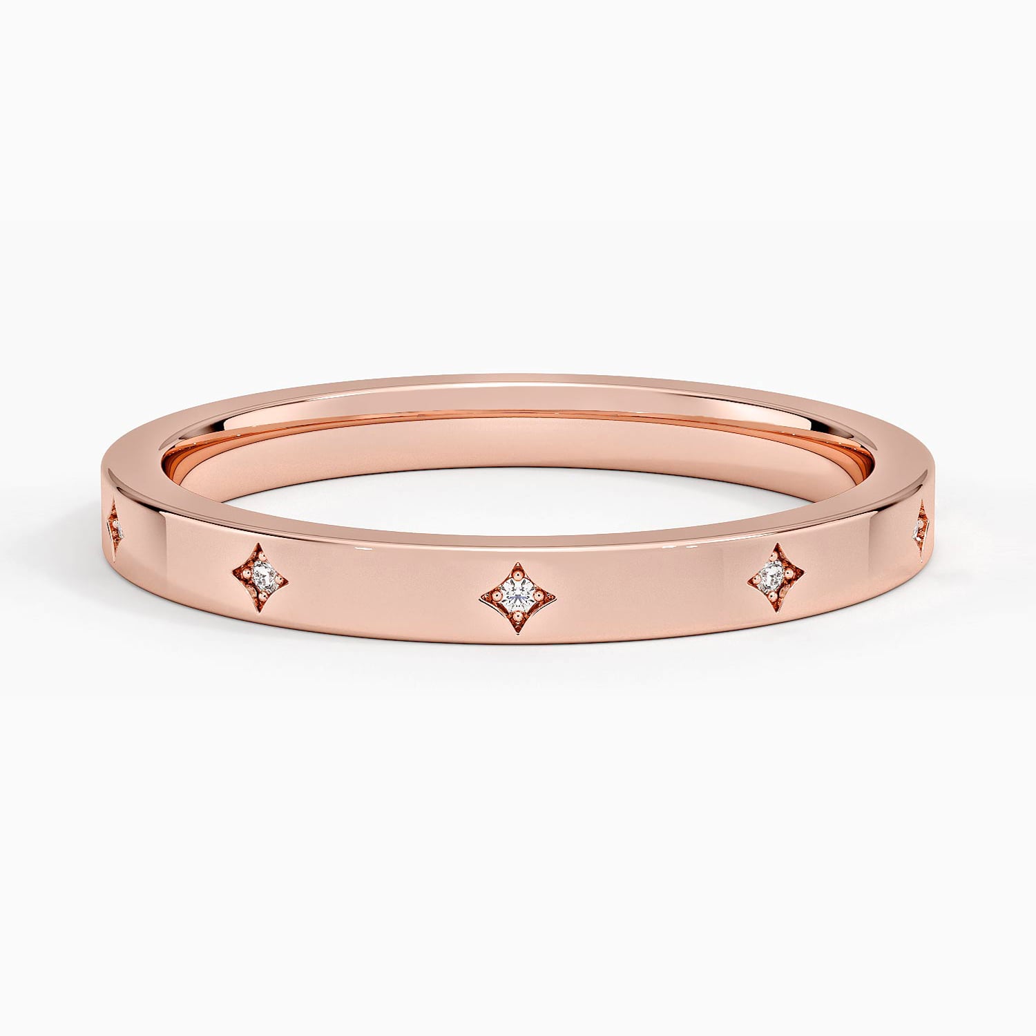 Rose gold diamond engagement ring with surprise diamond details