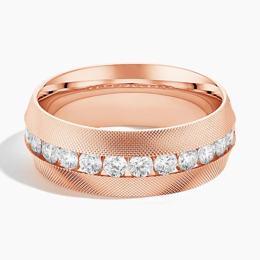 Rose gold diamond engagement ring with surprise diamond details