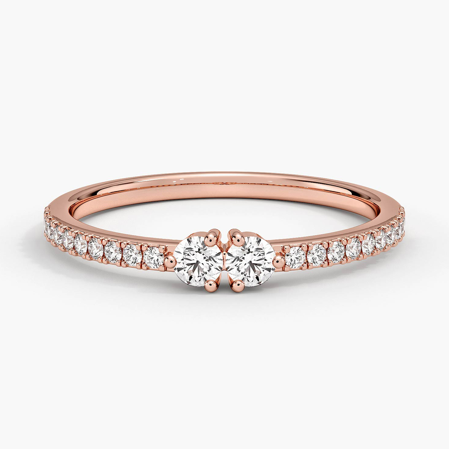 Rose gold diamond engagement ring with surprise diamond details