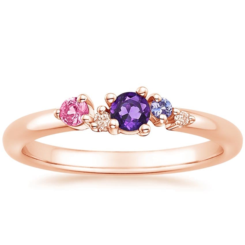 Rose gold diamond engagement ring with surprise diamond details