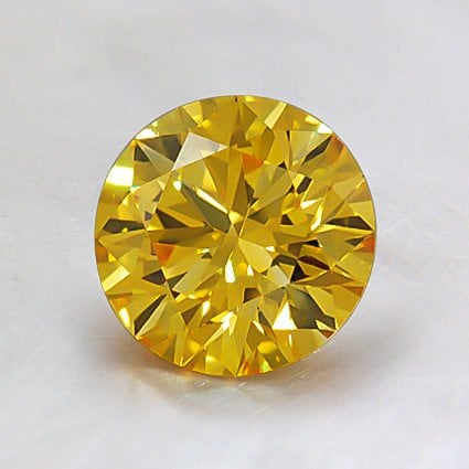 6.5mm Lab Grown Fancy Yellow Round Diamond