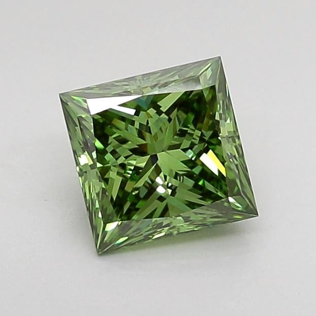 0.92 Ct. Fancy Vivid Green Princess Lab Grown Diamond