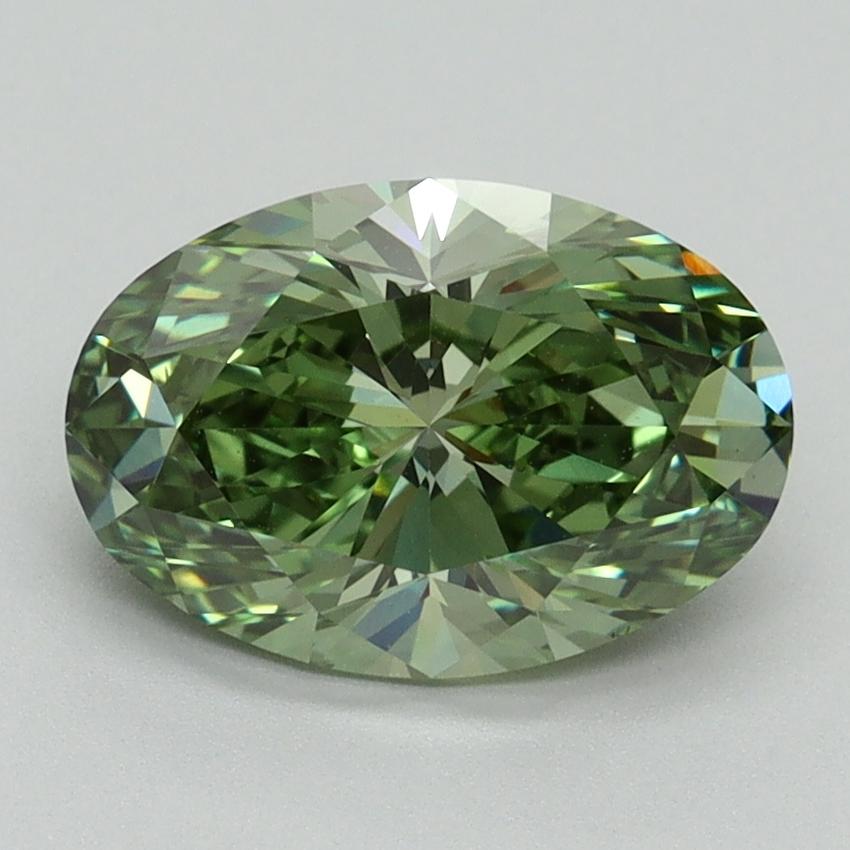 2.00 Ct. Fancy Vivid Green Oval Lab Grown Diamond