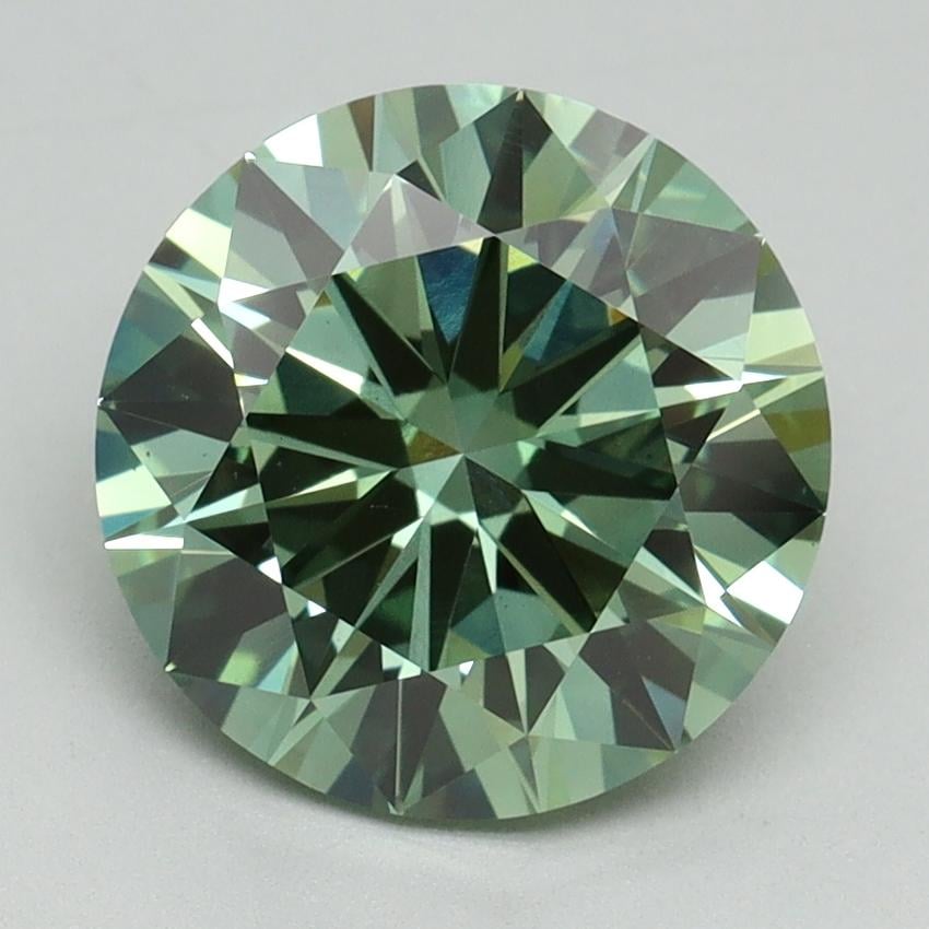 3.03 Ct. Fancy Vivid Green Round Lab Grown Diamond