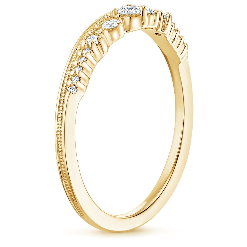 18K Yellow Gold Crown Diamond Ring, large side view