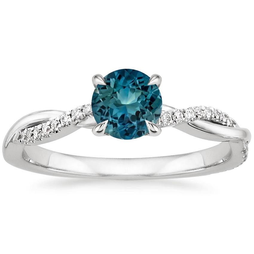 Sapphire Petite Twisted Vine Diamond Ring in 18K White Gold