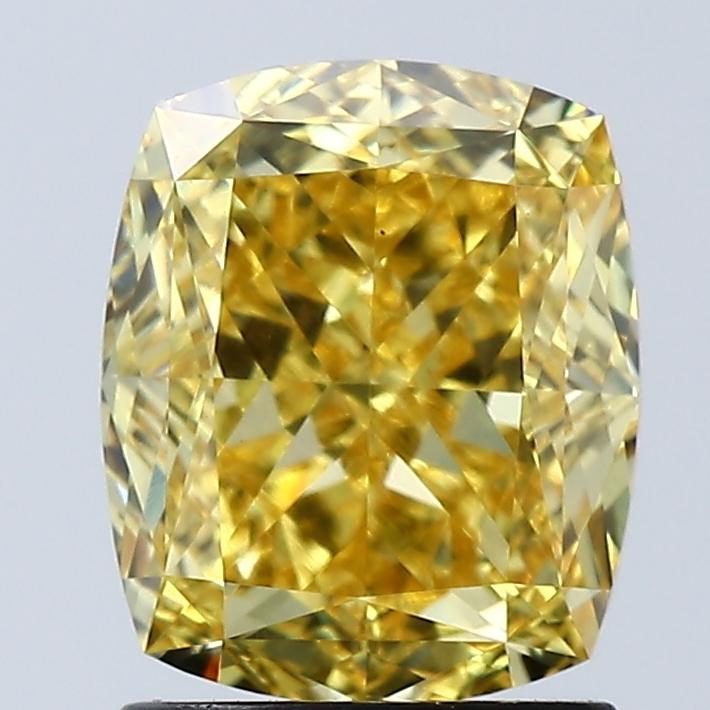 2.01 Ct. Fancy Vivid Yellow Cushion Lab Grown Diamond