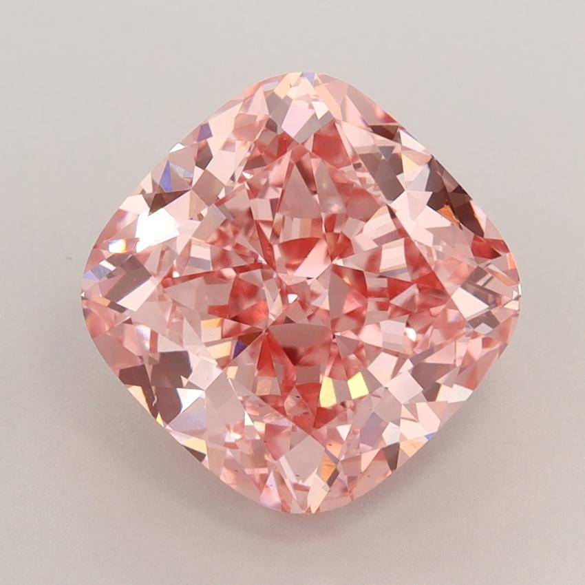 4.09 Ct. Fancy Vivid  Pink Cushion Lab Grown Diamond