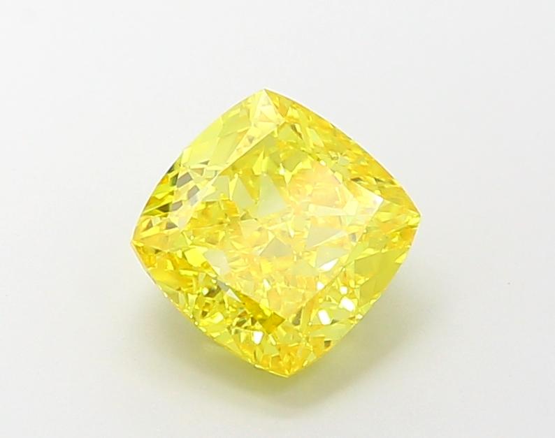2.63 Ct. Fancy Vivid Yellow Cushion Lab Grown Diamond