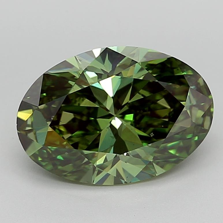 3.88 Ct. Fancy Vivid  Green Oval Lab Grown Diamond