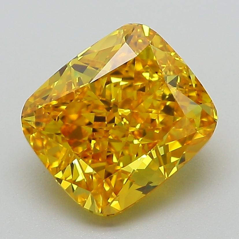 3.01 Ct. Fancy Vivid Yellow Cushion Lab Grown Diamond