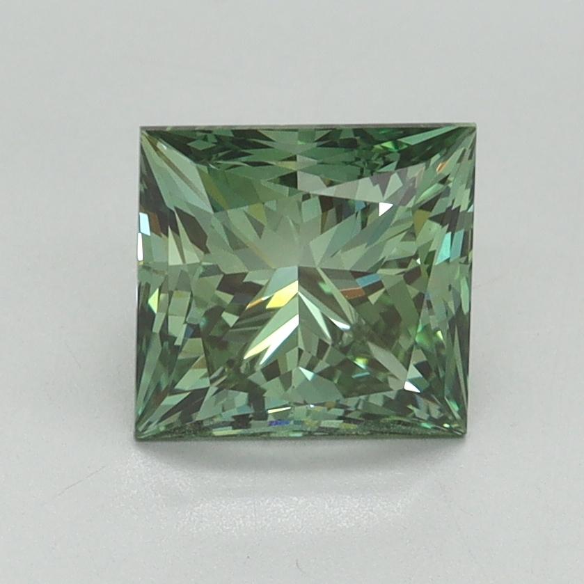 1.69 Ct. Fancy Vivid Green Princess Lab Grown Diamond