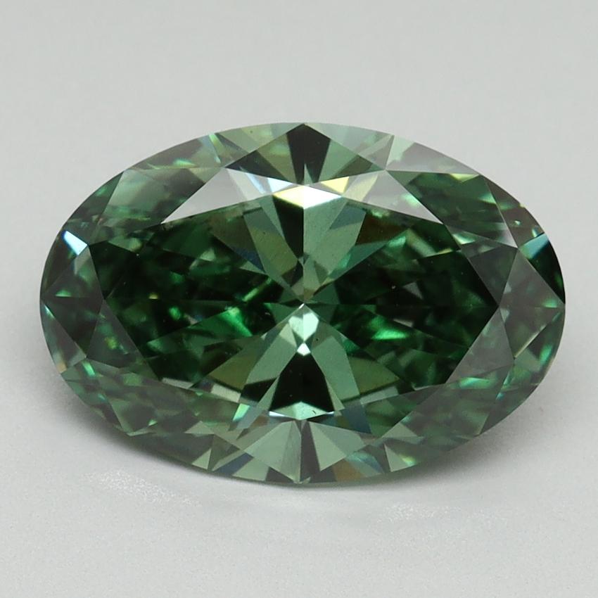 3.01 Ct. Fancy Vivid Green Oval Lab Grown Diamond