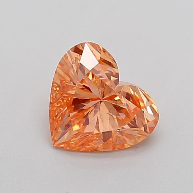 1.02 Ct. Fancy Vivid Pinkish Orange Heart Lab Grown Diamond
