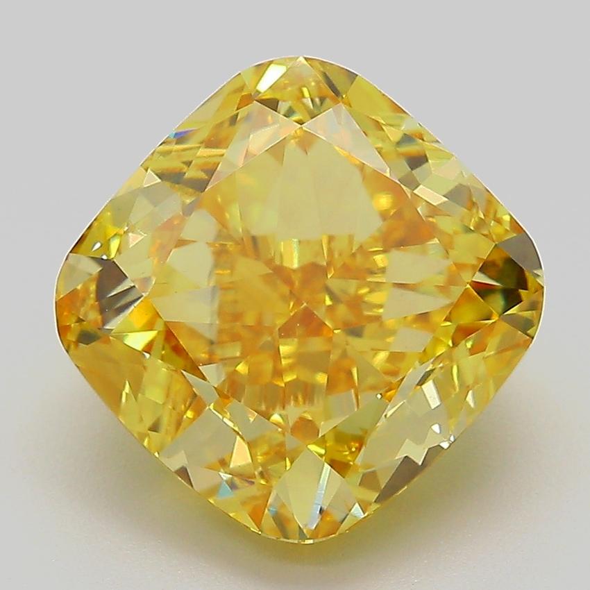 5.94 Ct. Fancy Intense  Yellow Cushion Lab Grown Diamond