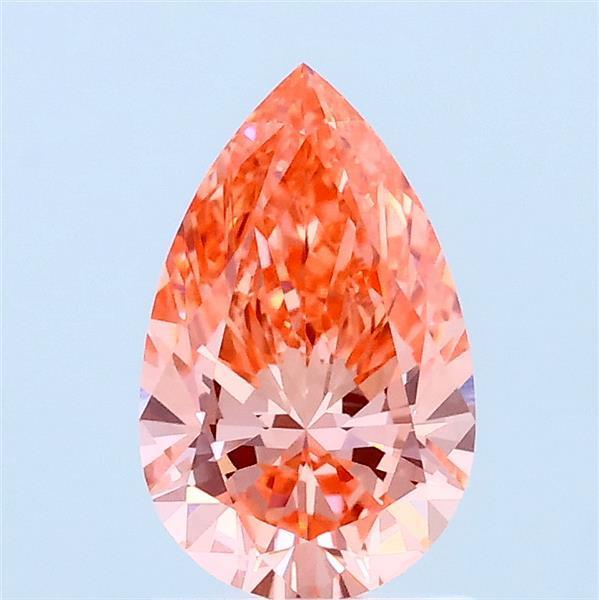 1.00 Ct. Fancy Vivid Orangy Pink Pear Lab Grown Diamond