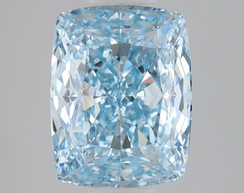 3.06 Ct. Fancy Vivid Blue Cushion Lab Grown Diamond