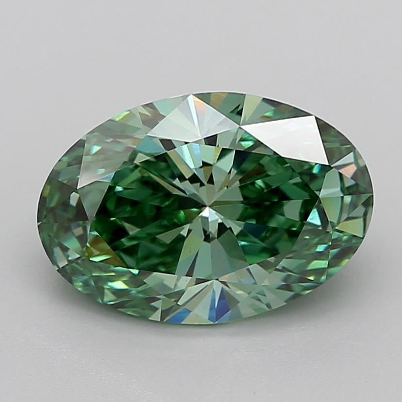 4.58 Ct. Fancy Vivid Green Oval Lab Grown Diamond