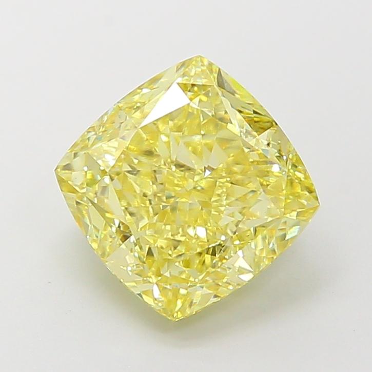 4.06 Ct. Fancy Intense Yellow Cushion Lab Grown Diamond