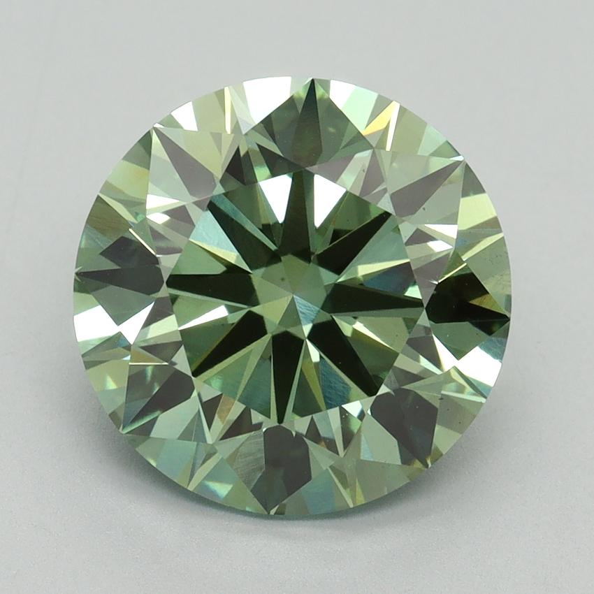 5.07 Ct. Fancy Vivid Green Round Lab Grown Diamond