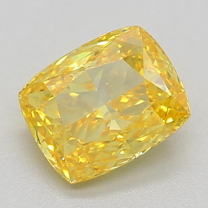 0.74 Ct. Fancy Vivid Yellow Cushion Lab Grown Diamond