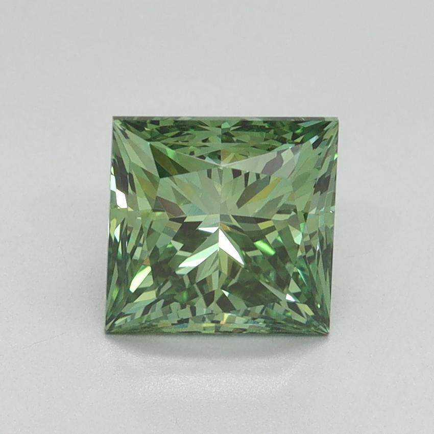 1.69 Ct. Fancy Vivid Green Princess Lab Grown Diamond