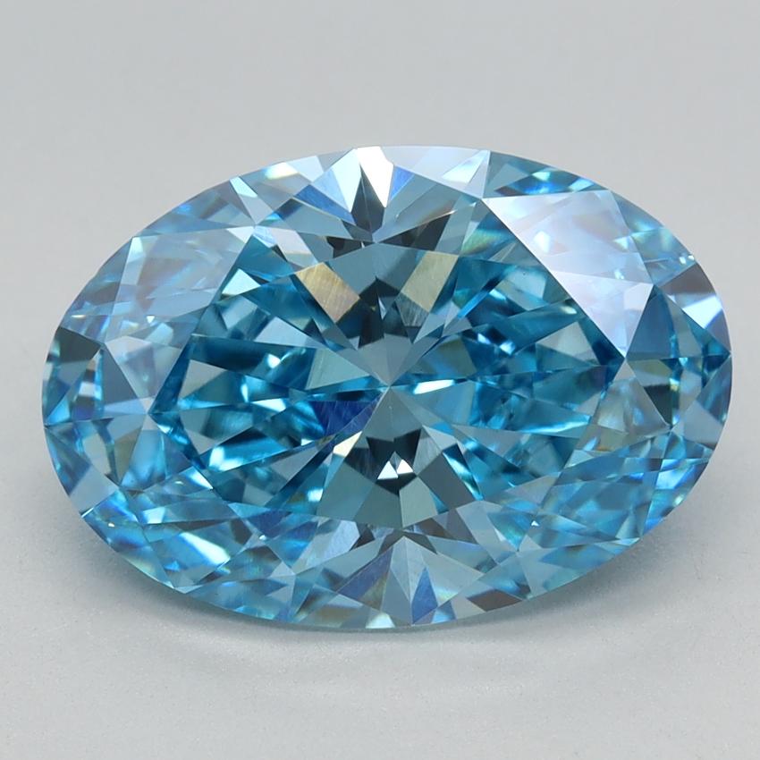 3.19 Ct. Fancy Vivid Blue Oval Lab Grown Diamond