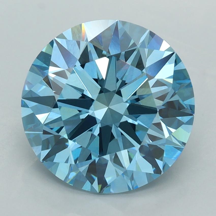 4.05 Ct. Fancy Vivid  Blue Round Lab Grown Diamond