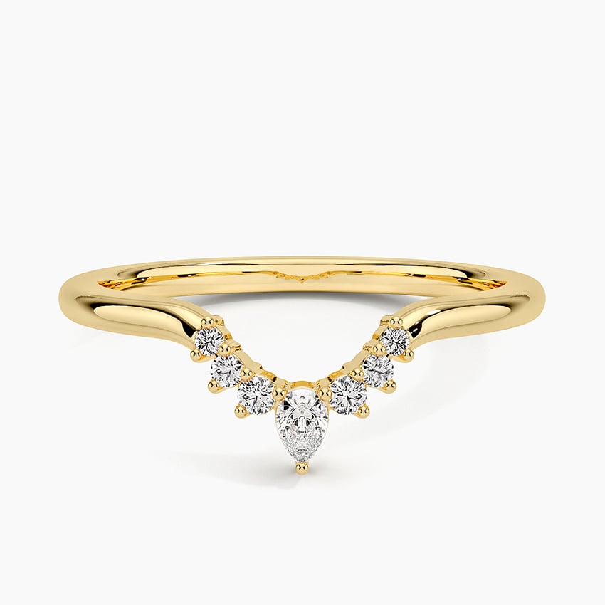 14K Yellow Gold Two Row Crown Diamond Band | David's House of Diamond