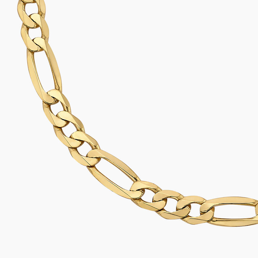 Ari 20 in. Beveled Figaro Chain Necklace in 14K Yellow Gold