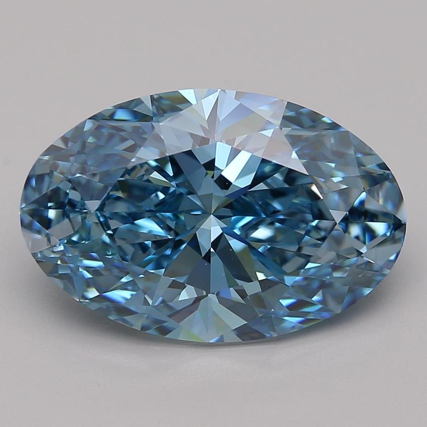 7.04 Ct. Fancy Vivid Blue Oval Lab Grown Diamond
