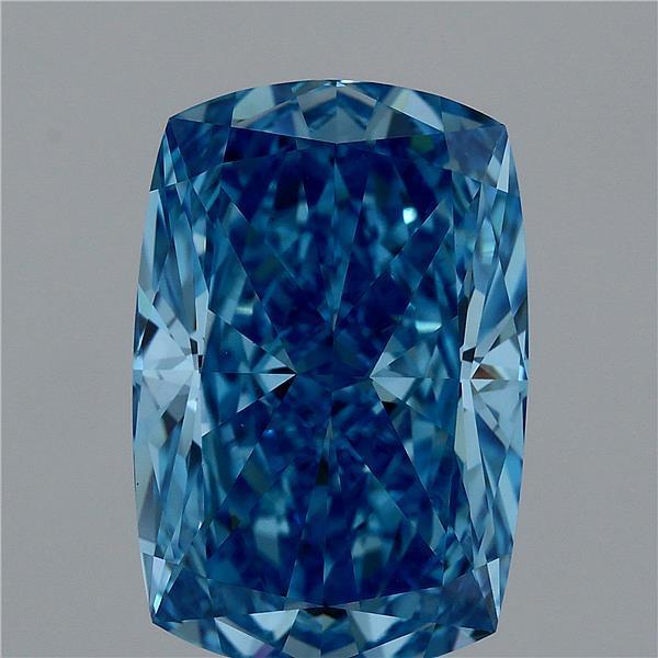6.13 Ct. Fancy Vivid Blue Cushion Lab Grown Diamond