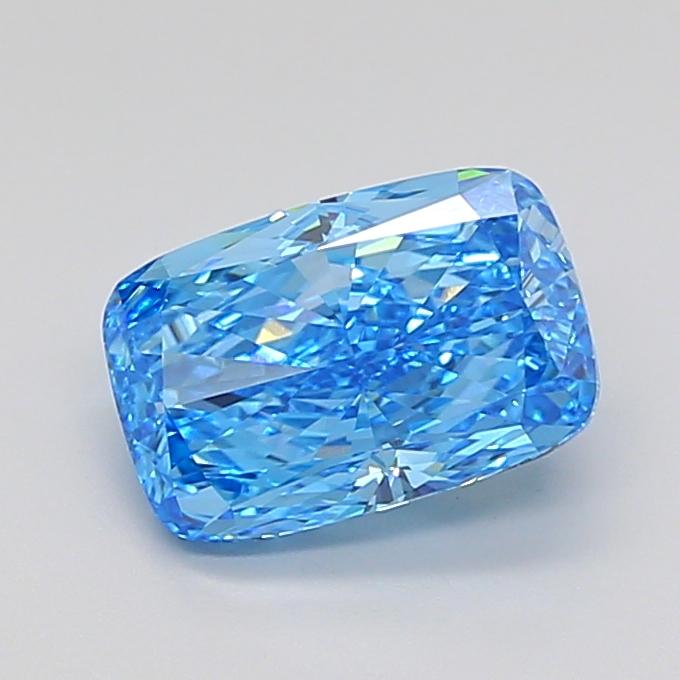 3.02 Ct. Fancy Vivid Blue Cushion Lab Grown Diamond