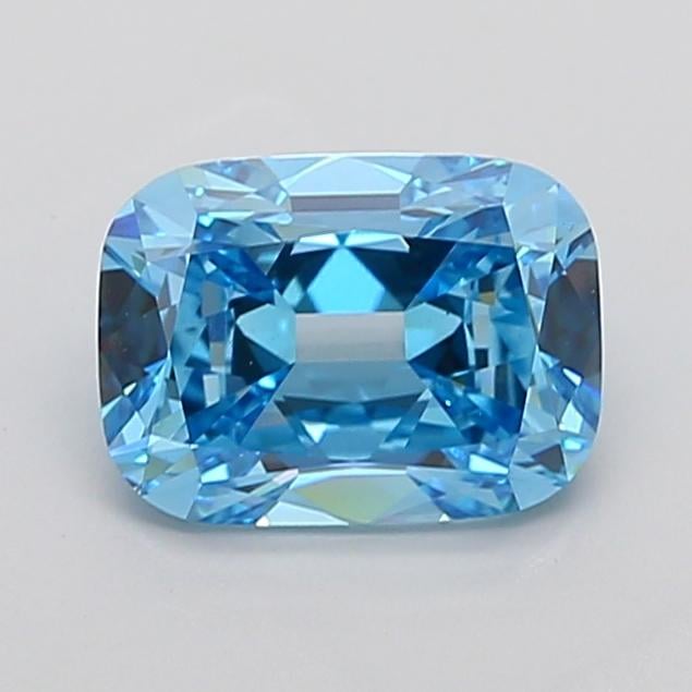 3.09 Ct. Fancy Vivid Blue Cushion Lab Grown Diamond