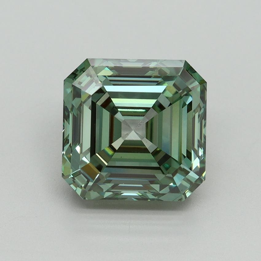 4.02 Ct. Fancy Vivid Pacific Green Asscher Lab Grown Diamond