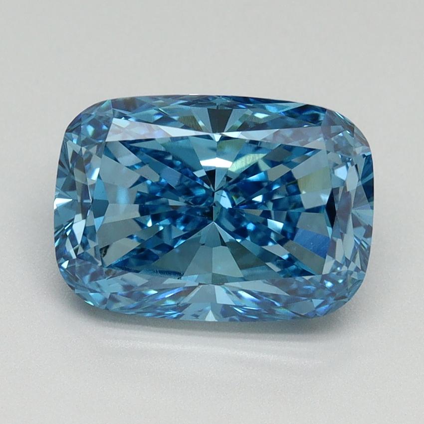 3.02 Ct. Fancy Vivid Blue Cushion Lab Grown Diamond