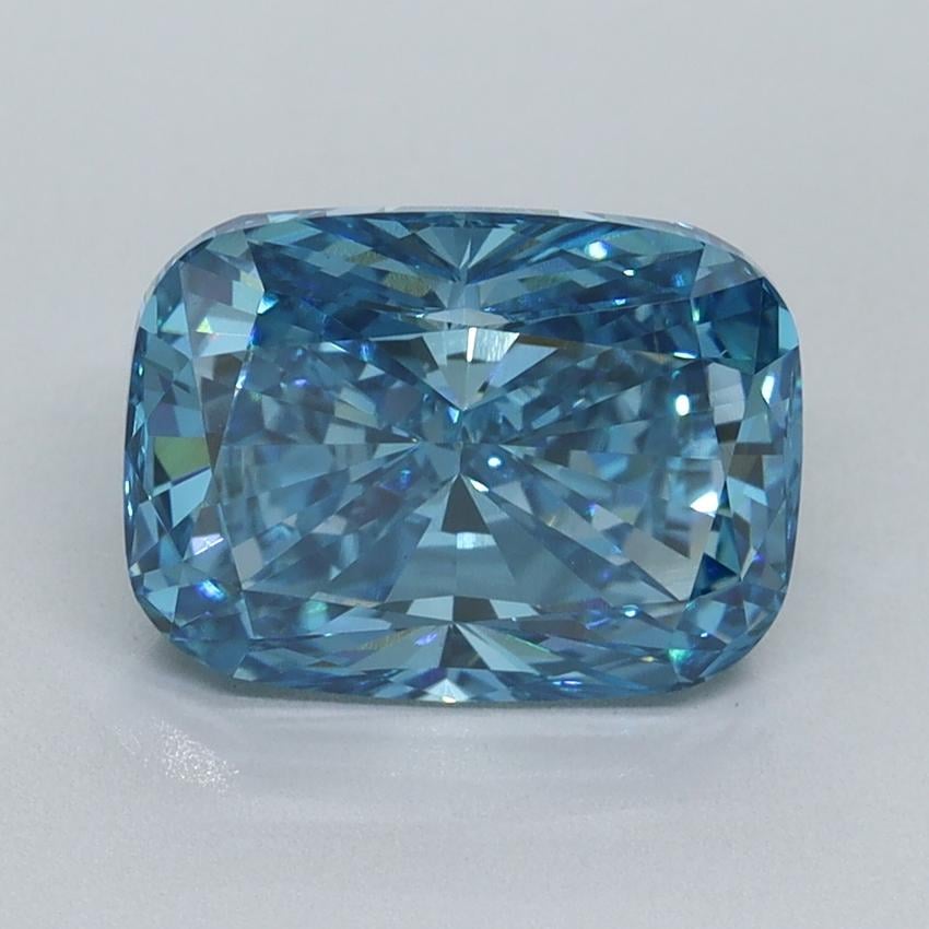 3.01 Ct. Fancy Vivid Malibu Blue Cushion Lab Grown Diamond