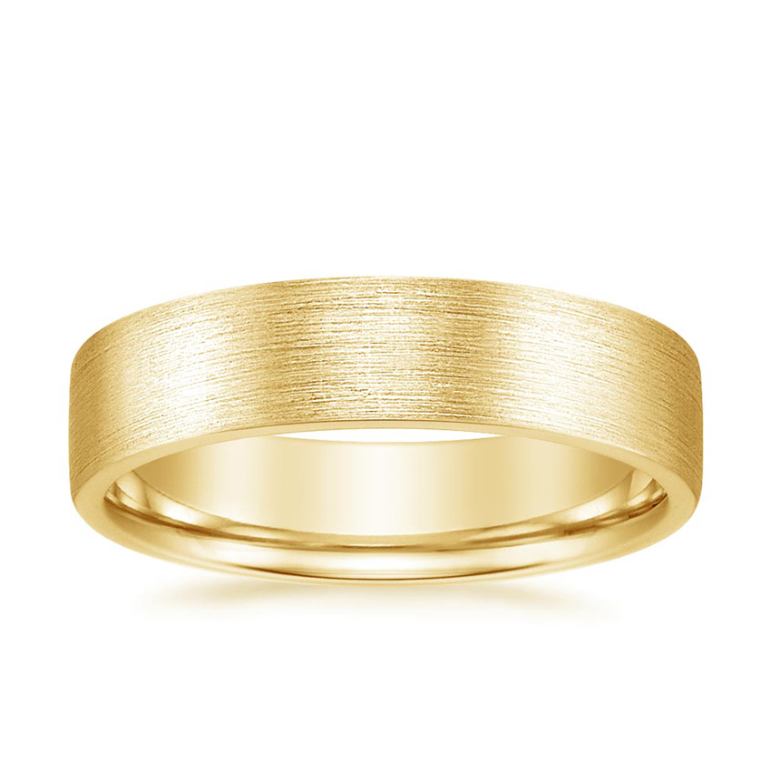 Asymmetric Millgrain 14ct Yellow Gold 5mm Wedding Ring G main image 1