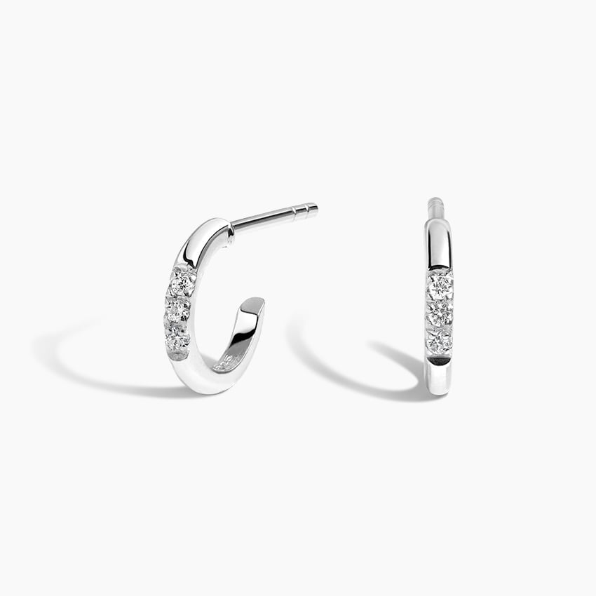 Buy Peora Round Mini Rhodium Plated 925 Sterling Silver Cubic Zirconia Hoop  Huggie Earrings for Women Girls at Amazonin