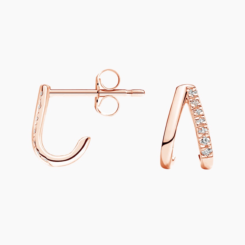 14K Rose Gold Zuri Diamond Huggie Earrings
