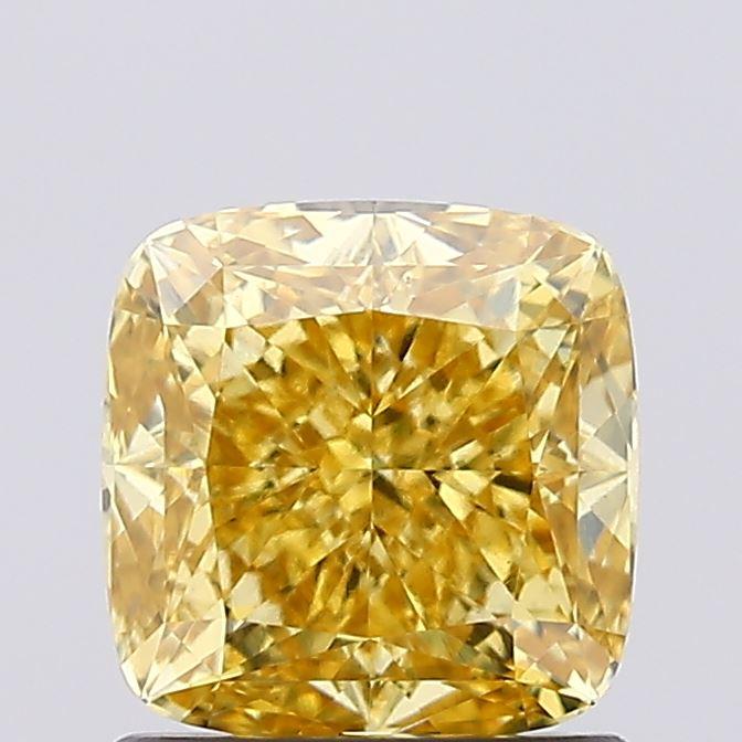 1.21 Ct. Fancy Vivid Yellow Cushion Lab Grown Diamond