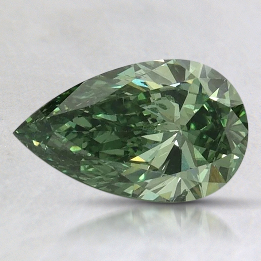 1.0 Ct. Fancy Vivid Pacific Green Pear Lab Grown Diamond, top view