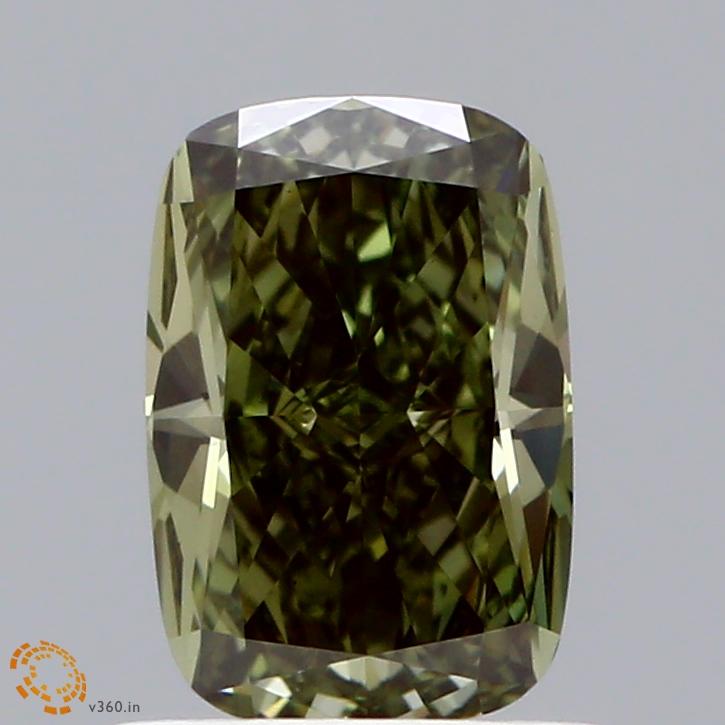 1.05 Ct. Fancy Deep Grayish Green Cushion Lab Grown Diamond