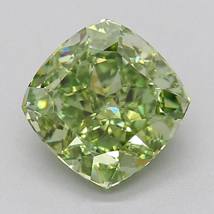 2.00 Ct. Fancy Vivid  Green Cushion Lab Grown Diamond